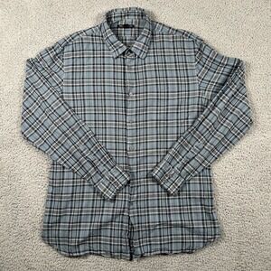 John Varvatos Shirt Mens XL Blue Gray Plaid Long Sleeve Button Up Casual USA